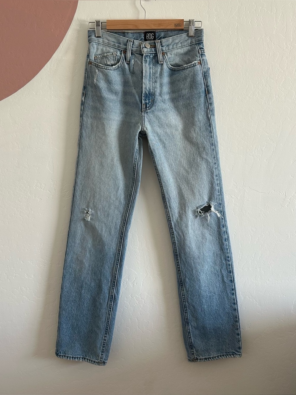 BDG Women’s Light Blue Distressed Jeans Slim Stacked size 25 streetwear